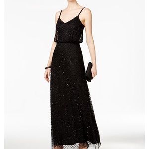 Adrianna Papell Black Beaded Gown